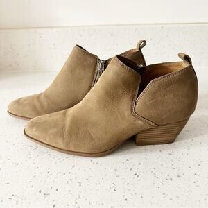 Franco Sarto Leather Ankle Boots Booties Camel Tan Boho Western Cowboy 9.5